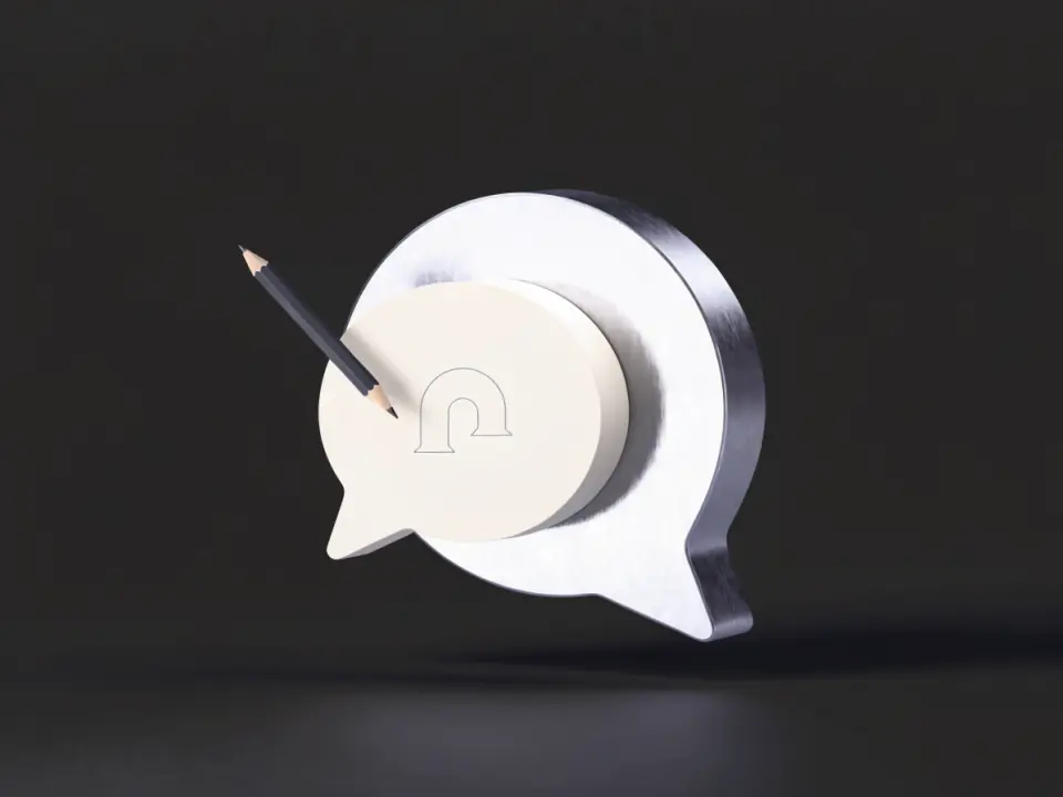 3D-Illustration: Sprechblasen mit einer Rohrskizze als Symbol für die fachliche Rückmeldung